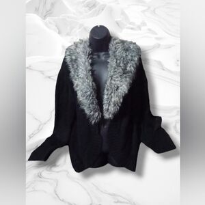 "JW Style" Women's Black Open Front Cardigan Sweater